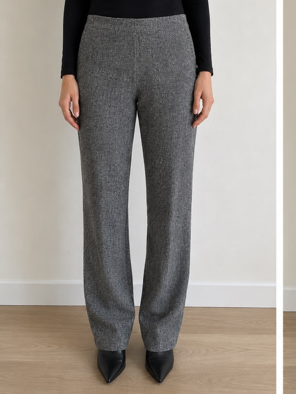 MaxMara Virgin Wool Blend Tweed Straight Leg Pants Gray US10